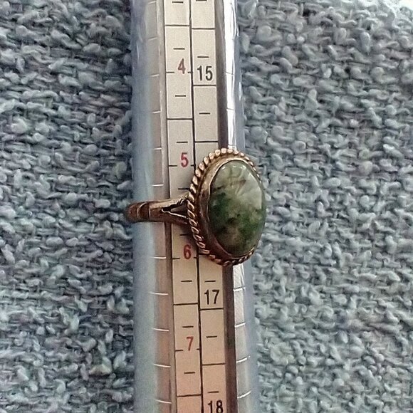 Silver Moss Agate Gemstone Ring Size 5.5 Bezel Set Vintage Hand Crafted - Picture 10 of 16